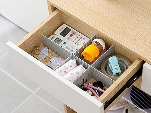 8pcs DIY Plastic Drawer Organizer Adjustable Drawer Dividers for Home Tidy Closet, Socks, Underwear, Office School Supplies, Kitchen Utensil Tools (Grey)