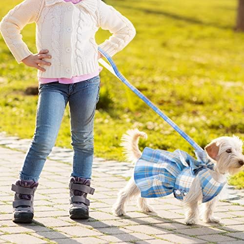 Potchen 4 Pcs Plaid Dog Dresses, M, Chest 15 in, Dark Color