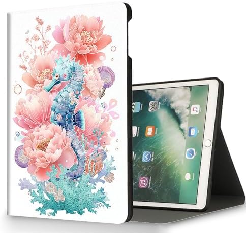 for Microsoft Surface Pro 11/10/9-13" 2024/2022 Tablet Case,Auto Wake/Sleep,Adjustable Stand Protective Cover - Seahorse Flower