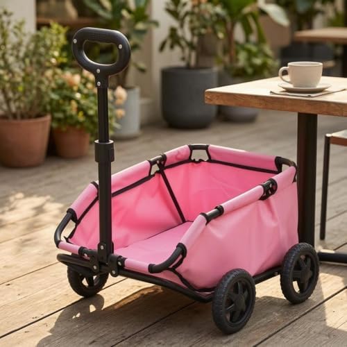 Industrial Pet Carrier Wagon Transport Cart with Open Top Basket and Reinforced Frame Foldable Push Trolley Design Oxford Cloth and PVC Suitable for Walks Trips Short outings Outdoors
