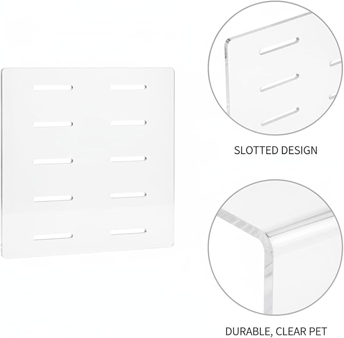 Acrylic Shelf Dividers | Slotted Design, PET Plastic Separators, For Bathroom Cabinet, Drawer Organization, With 4 Layer Supports