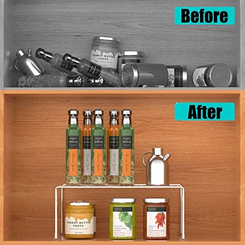 Kitchen Cabinet Shelf Organizer Set of 2, Medium (13 x 9.4 inch) Metal Wire Pantry Storage Shelves, Dish Plate Racks for Cabinets, Freezer, Counter, Cupboard Organizers and Storage, Chrome