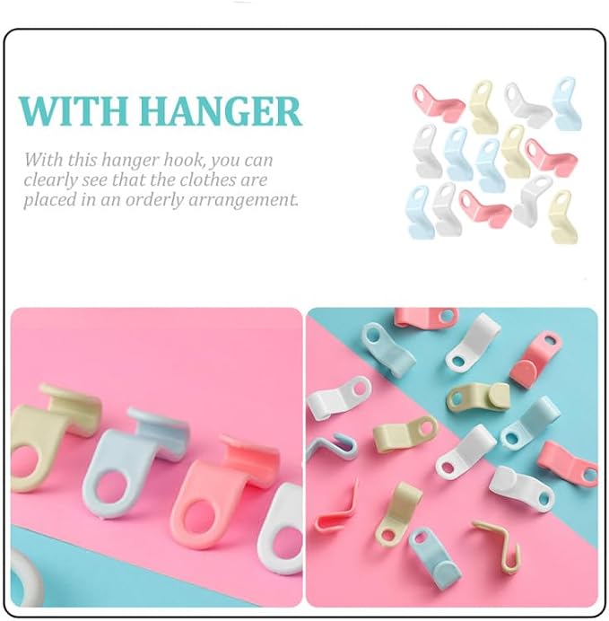 Hanger Connector Hooks PVC Assorted Color 20 X Hanger Hooks | Pvc Build, Assorted Color, Space-Saving Hanger Connector Hooks, 20 X Hanger Hooks for Closet Organization