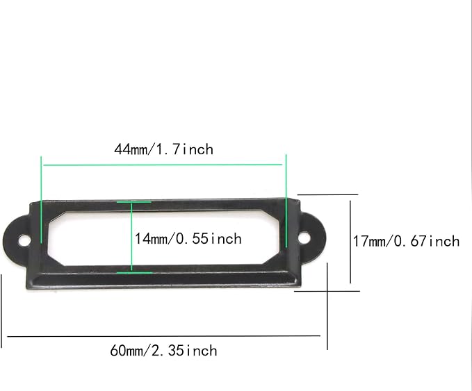 50 Pcs Label Holders Library File Drawer Tags Label Holder Metal Frame Name Card Frame for Drawer Cabinet (Black)