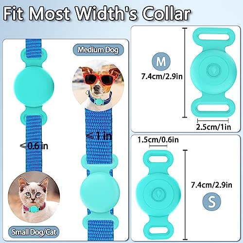 Waterproof Dog Collar with Airtag (1st & 2nd Gen) Holder, 1 Pack | Lightweight Silicone Hidden AirTag Holder for Dog Collar, Anti-Lost AirTag Case for Pet Cat Dog (Mint Green)
