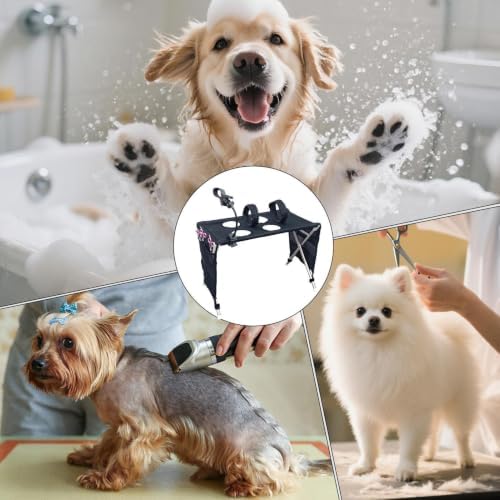 2-in-1 Foldable Pet Grooming Bed - Universal Pet Grooming Table with 6 Hole | Foldable Quick Dry Breathable Mesh Bathing Stand | Pet Grooming Hammock | For Home Bath Shower Care Haircuts Nail Trimming W
