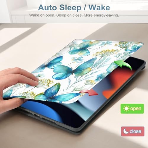 for Samsung Galaxy Tab S5e 10.5 Inch 2019 (SM-T720/T725/T727) Tablet Protective Cover with Adjustable Stand and Magnetic Auto Wake/Sleep,Butterfly Flower