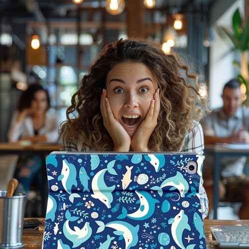 for Microsoft Surface Pro 8-13" 2021 Tablet Case,Auto Wake/Sleep,Adjustable Stand Protective Cover - Ocean Dolphin