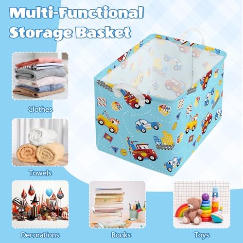 Collapsible Storage Basket Collapsible Fabric Laundry Basket with Handles | Spacious 15.7"×11.8"×11.8" size Folding Design Easy to Store Sturdy Fabric with Reinforced Handle Easy to Clean
