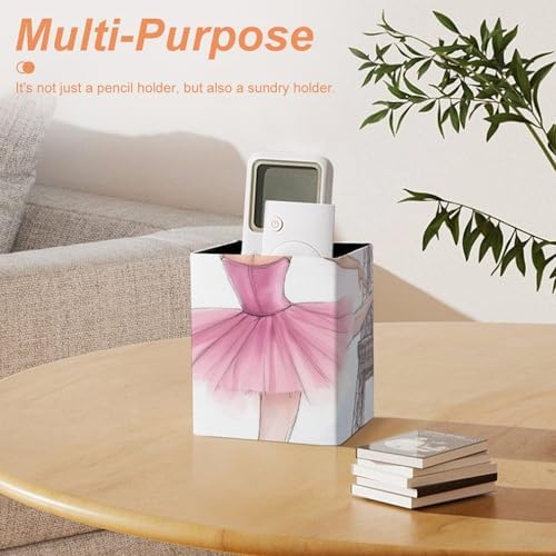 Cute Desktop Stationery Organizer Makeup Brush Cup Ballet Dancer Ballerina Eiffel Tower Leather Pen Holder