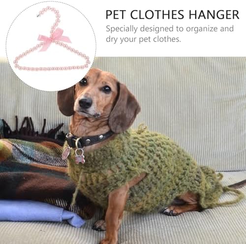 5pcs Pearl Appearance Dog Clothes Rack with Bowknot Decor Abs Material Pet Clothes Hangers for Organizing Pet Clothing Stylish and Functional