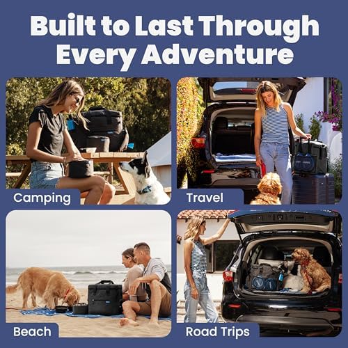 Rubyloo The Original Doggy Bag (Charcoal) & 32oz Insulated Water Bottle with Attached 8oz Bowl (Dog Dad) – Dog Travel Bag & Hydration Set