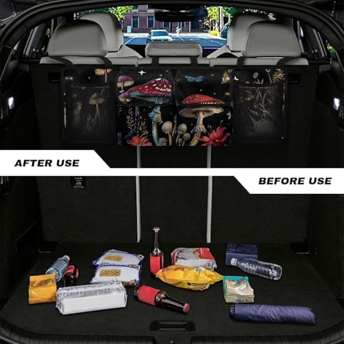 Mushroom Butterfly Car Trunk Organizer Hanging Car Back Seat Storage Bag Collapsible Auto Cargo Bag Auto interior Accessories for Most Sedans SUV Jeep Trucks MPV