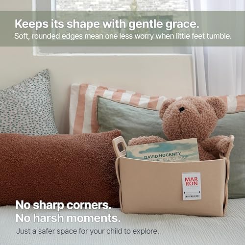 Collapsible Felt RED Storage Bin Small 7.1"x5.1"x5.1" – Foldable Basket with Handles for Closet, Storage, Laundry Room Organization, Decorative Storage Baskets for Shelves, Nursery Storage