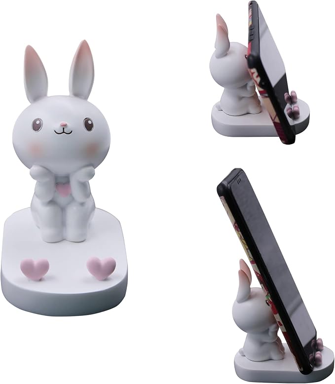 Cute Rabbit Cellphone Holder Stand Animal Smartphone Desk Stand for All Mobile Phones Bunny Phone Stand Desk Ornament
