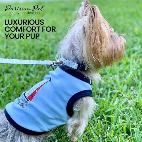 Parisian Pet Dog Shirt – 100% Cotton Shirts for Small Dogs – Nautical Sleeveless Puppy Vest – Lightweight and Breathable Pet Apparel – Pullover Summer Dog Clothes - Stretchy Funny T Shirts for Dogs