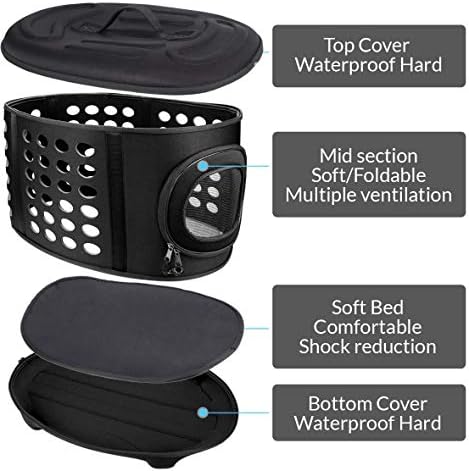 Collapsible Cat Carrier Hard, Travel Pet Carriers Bag for Small Dogs for Car Travel with Ventilation Guinea Pig 2 Small Cats Carrier Cage Dog Crate (Black)