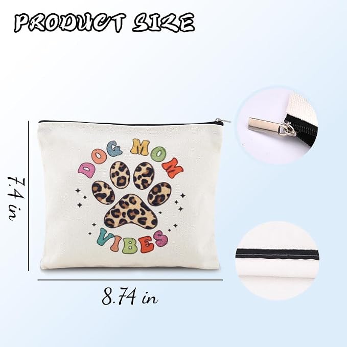 Sisadodo Dog Mom Gifts Bag for Women Travel Cosmetic Makeup Toiletry Bags for Dogs Lovers Brithday Christmas Gift for Dogs Mom Canvas Bag Organizer Pouch Dog Things Bag with Zipper