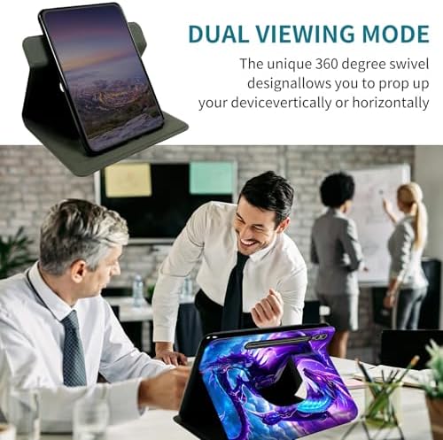 Case for Samsung Galaxy Tab S10 Ultra 2024/S9 Ultra 2023/S8 Ultra 2022 14.6", 360 Degree Rotating Stand with Multi-Angle Vertical Shockproof Shell for Women Men, Galaxy Purple Dragon