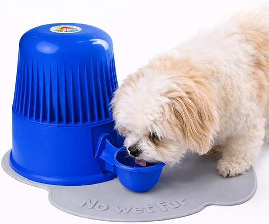Pet Water Dispenser for Dogs and Cats, 67.6 oz – Gravity-Fed Water Bowl for Clean Drinking, Prevents Wet Fur, BPA-Free Polypropylene, (Opaque Blue)