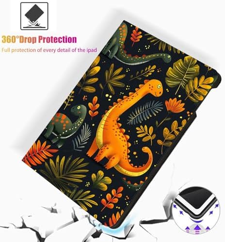 for Microsoft Surface Pro X/Pro X Plus-13 2019/2020/2021/2024 Tablet Case,Auto Wake/Sleep,Adjustable Stand Protective Cover - Cute Cartoon Dinosaur