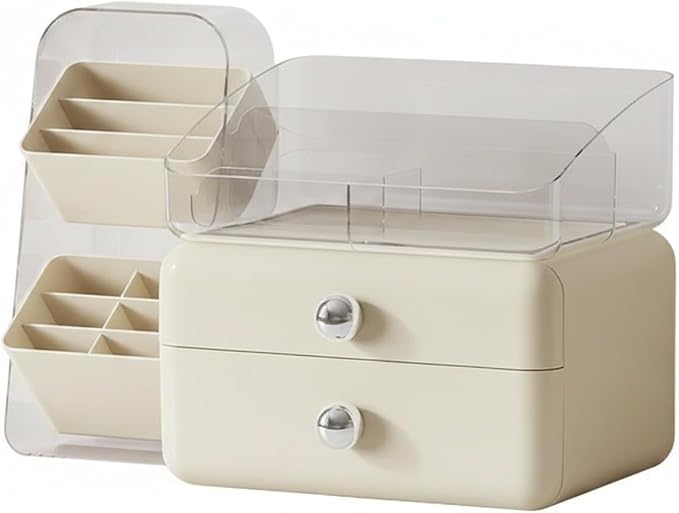 Desktop Storage Organizer with Compartments, PET Plastic Caddy for Office Supplies and Vanity Accessories, Open-Top Unit (1 PC)