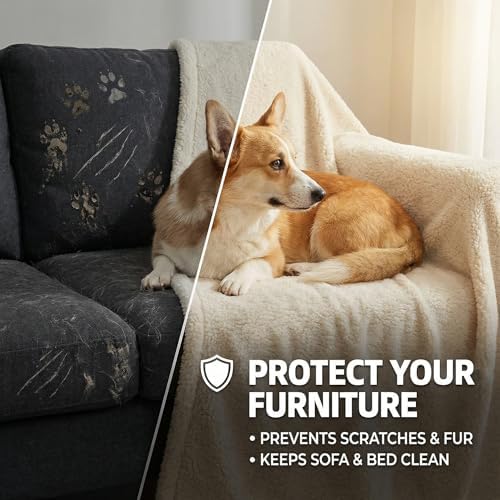 furrybaby Pet Blanket, Soft Warm Sherpa Fleece Bed Blanket for Small Pets