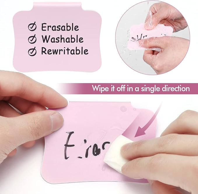 20PCS Basket Labels Clip On, Removable Plastic Bin for Storage Bins, Pantry Organization and Storage Hanging Tags for Basket Cube Box, in Pink