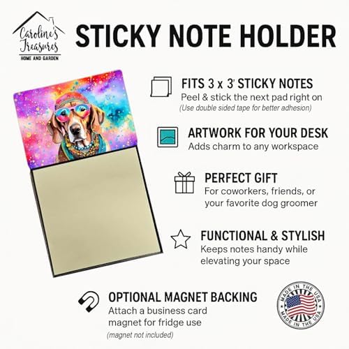 Caroline's Treasures Weimaraner Hippie Dawg Sticky Note Holder Refillable Dispenser Self-Sticky Note Pads, Memo Pads Blank Desk Accessories