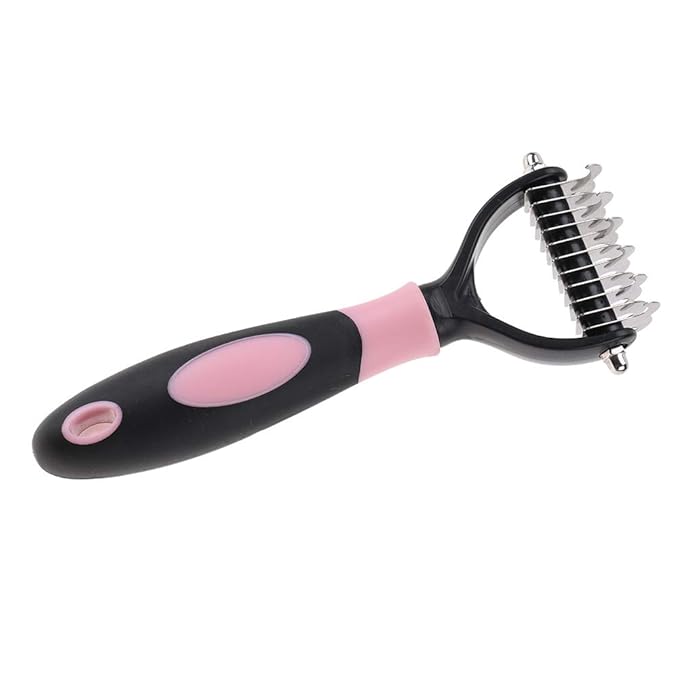 Deshedding Dog Brush, Cat Brush Dog Brush for Shedding Dog Rake Double Sided Undercoat Rake Comb for Detangling, Deshedding Pet Grooming Brush for Small, Medium Dogs and Cats