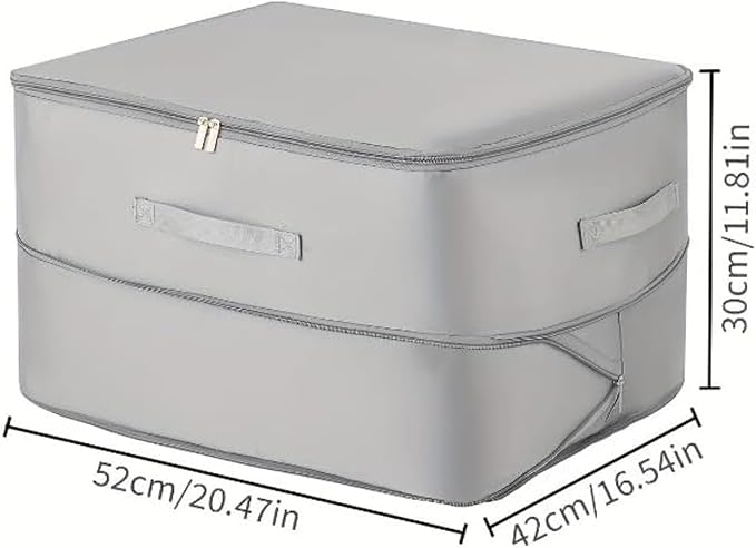 Ultra Space Saving Self Compression Organizer, 4 Pack Comforter Storage Bags with Zipper - Foldable Vacuum Sealless Storage Bags for Clothes, Bedding, Blankets & Seasonal Clothing (Grey, X-Large)