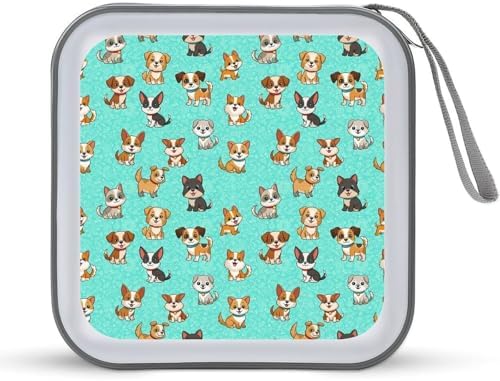 Portable CD/DVD Holder Dog Gifts, 40-Capacity Hard Case with Zipper, Protective Storage Binder for Music Movies Game Discs