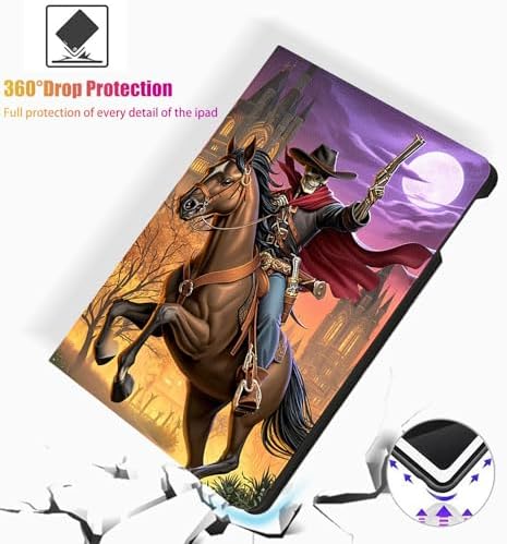 for Microsoft Surface Pro 8-13" 2021 Tablet Case,Auto Wake/Sleep,Adjustable Stand Protective Cover - Skeleton Cowboy Horse