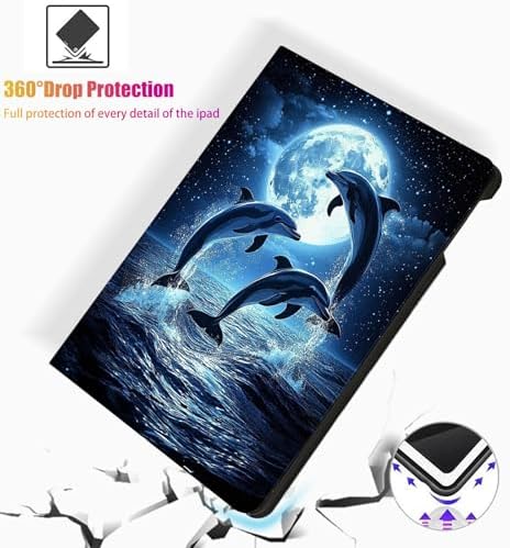 for Microsoft Surface Pro X/Pro X Plus-13 2019/2020/2021/2024 Tablet Case,Auto Wake/Sleep,Adjustable Stand Protective Cover - Cute Dolphin