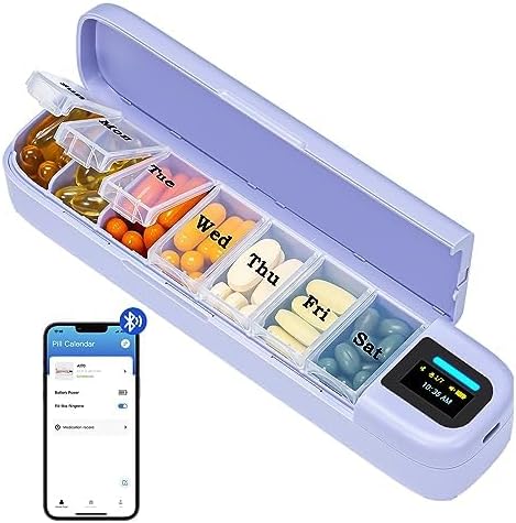 Daviky Automatic Pill Dispenser, Smart Pill Organizer with Alarm | Pill Box 7 Day with APP, Weekly Travel Pill Case, Portable Pill Reminder for Medicines, Supplements and Vitamins