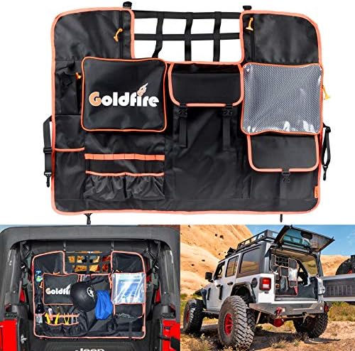 Goldfire Rear Seat Tool Organizers Cargo Net for Wrangler Storage Bag Trunk Cargo Holder Backseat Soft-Shell Carrier Car Pet Dog Barrier Divider Fits for Jeep JK JL 2007-2026 (Black,4 Doors Models)