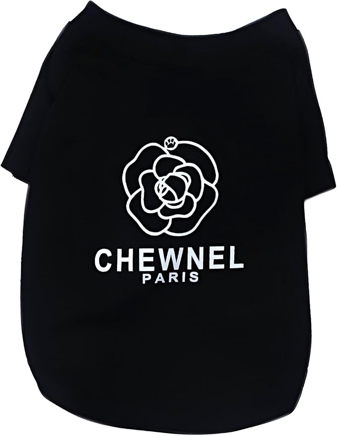 Dog T-Shirts for Small Dogs, Designer Dog Clothes, Luxury Chewnel Print Tee | Dog T-shirts for small dogs; soft lightweight designer dog clothes with luxury comfort for Chihuahuas, Yorkies and Dachshunds