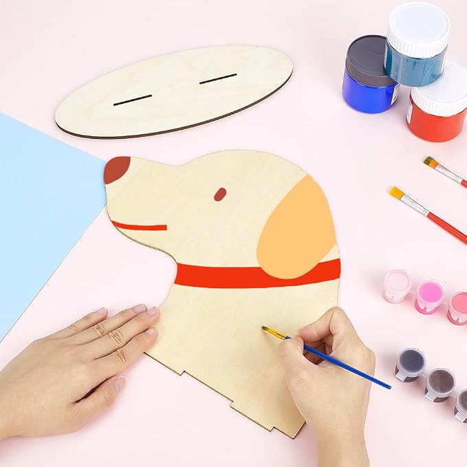 AHANDMAKER Dog Silhouette Display Stand, Wood Pet Bib Display Stands, Blank Wooden Dog Mannequin Scarf Holder Scarves Display Photography Props for Dog Accessory Bib Bandana Scarf Store
