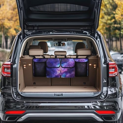 Starry Sky Hanging Trunk Organizer Car Back Seat Storage with 4 Large Pockets Foldable Automotive Interior Accessories for Sedans MPV SUV Jeep Trucks Van