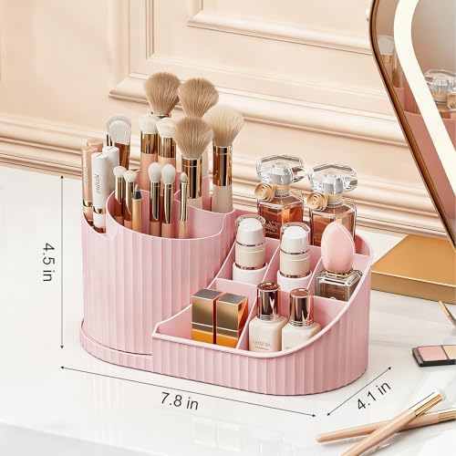 Anyoifax 360 Rotating Makeup Brush Holder Make Up Brushes Organizer, Pink