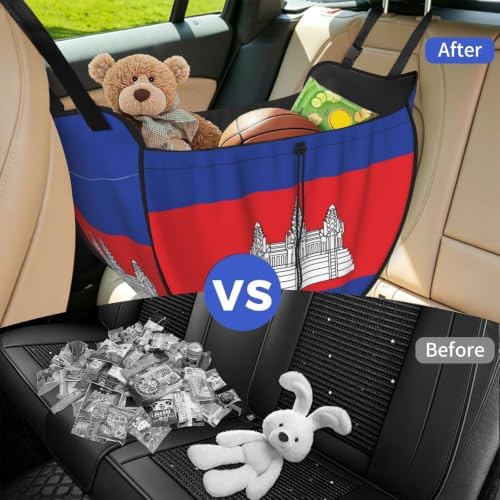 Flag of Cambodia Car Seat Organizer-Backseat Storage Bag for Travel
