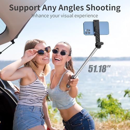 Selfie Stick for iPhone, 360°Rotating Tripod for Phone with Detachable Remote, Portable Phone Tripod Stand for Video Recording, Compact & Lightweight
