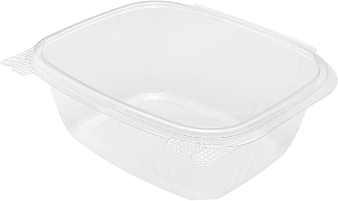 Karat 200 Count Clear PET Hinged Deli Take Out Containers - 32 oz Plastic Clamshell Food Containers, Disposable Square to Go Boxes, Ideal for Pasta Salads, Fruit, Deli Sides and More, FP-HDC32