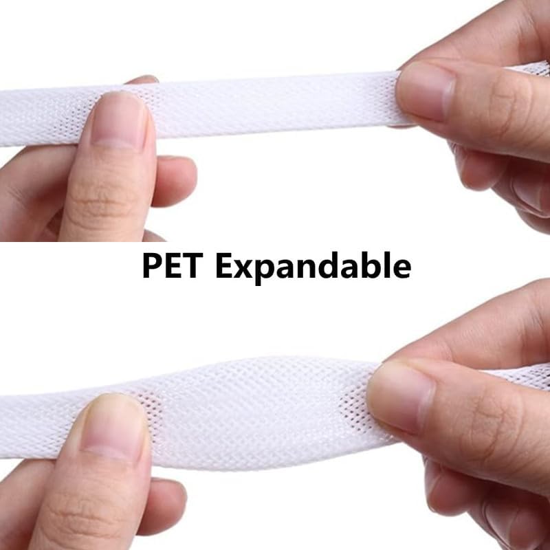 100Ft-1/4inch PET Expandable Braided Wire Sleeving,Wire Loom Cable Sleeve for TV,Computer,Home Theater,Automotive,Home Industrial,Electrical Wires,Chemical,Protect Cat from Chewing Cords,White