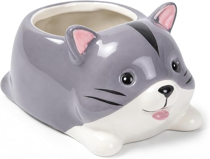 Ceramic Cat Shaped Pen Pencil Holder for Desk Decoration Accessories Cat Decor Makeup Brush Pen Cups Office School Ideal Gifts for Women, Mom or Birthdays