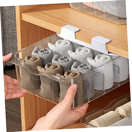 KOMBIUDA Socks Divided Box Adhesive Underwear Storage Holder Wall Compartment Box Socks Dividers for Bedroom