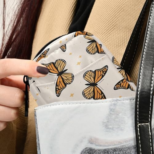 Fustylead Beautiful Monarch Butterflies and Glitter Stars Travel Pill Case Bag with Zipper Weekly Pill Box 8 Compartments 7 Day Personal Pill Case Purse Medicine Case Organizer
