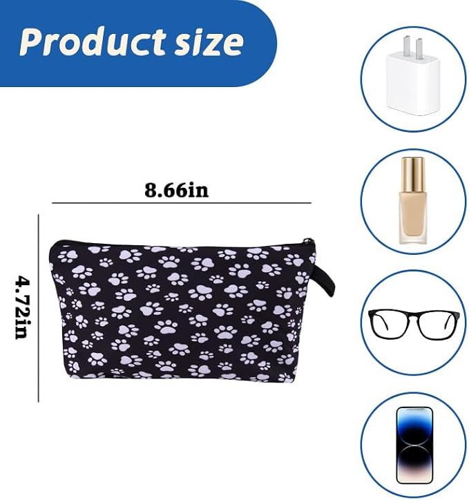 ShiQiao Spl Cat Dog Paw Print Makeup Cosmetic Bag Travel Accessories Toiletry Makeup Organizer Bag for Dog Cat Lovers Birthday Christmas Gift for Daughter Son Friend Puppy Portable Makeup Storage Bag