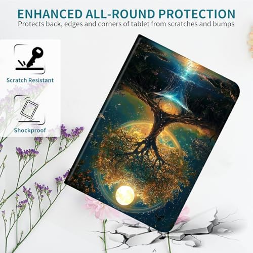 Case for Samsung Galaxy Tab A 8.0" 2019 SM-T290/T295, 360 Degree Rotating Stand with Multi-Angle Vertical & Horizontal Viewing Shockproof Protective Shell for Women Men, Moon Orange Tree