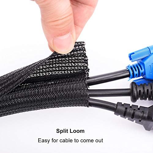ZhiYo 6.6ft - 1/2 inch Cable Sleeve & Cable Management Box Black Bundle
